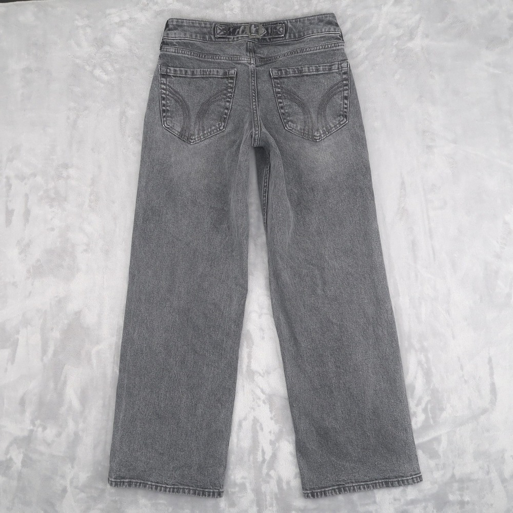 Hollister Jeans Womens 0S w25 Short Fits 26x29 Gray Low-Rise Baggy Cinch Back - Picture 12 of 13